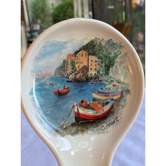 Ceramic Spoon Rest Painting of Sorrento Italy Made in Italy Multi on white EUC - Picture 6 of 10